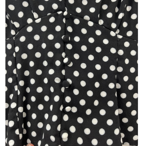 Favlux Deep V-Neck Polka Dot Faux Button Front Pullover Top Small Fitted Cropped - Picture 8 of 11